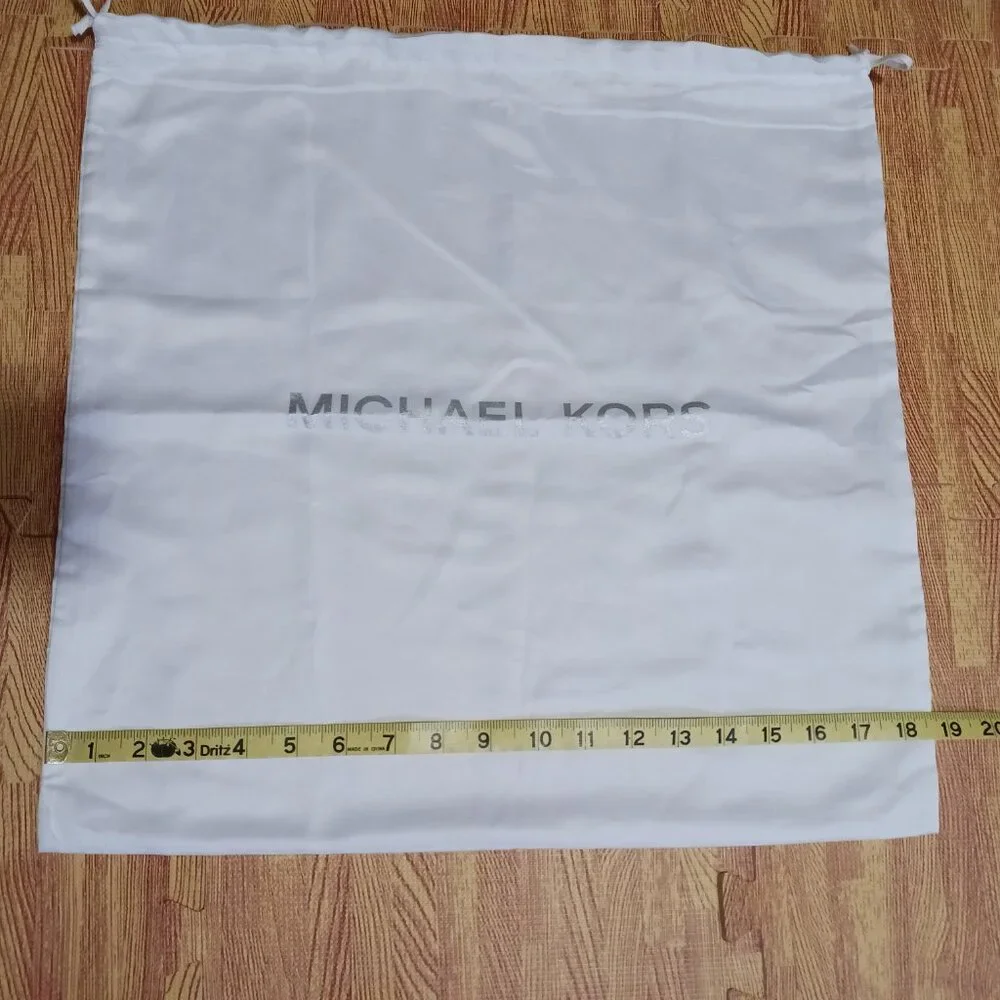 Michael Kors White Satin Dust Bag Cover Protective Pouch Drawstring 18.5x18.5